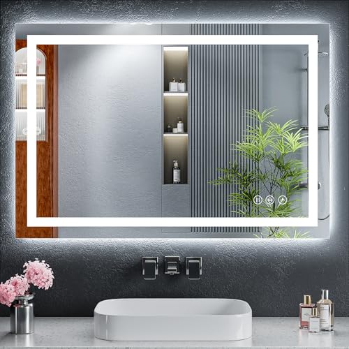 LED Bathroom Mirror with Lights Dimmable Anti-Fog 24x36