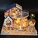 WYD DIY Passion Honey Assembled Wooden Dollhouse Miniature Furniture Kits With Light