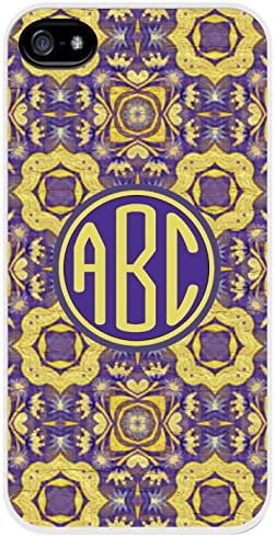 Personalized Monogram Arabian Knights Yellow Purple Pattern iPhone 5/5s Case Cover *RUBBER*