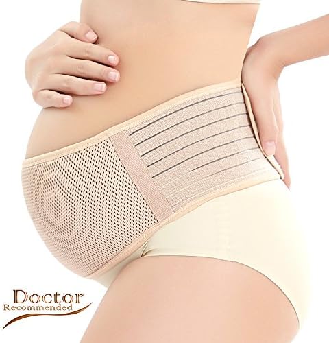 Vikes Maternity Support Belt- Breathable Pregnancy Belly Band Abdominal Binder- Adjustable Back/ Pelvic Support- One Size