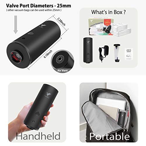 Vacbird Vacuum Storage Bags with Electric Air Pump, 6 Pack (3 x Medium