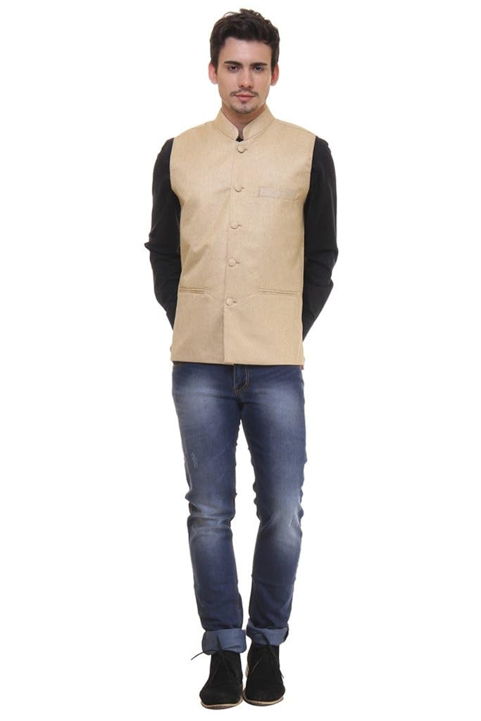 routeen beige casual formal modi waistcoat jackets for men