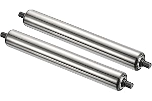 PATIKIL Conveyor Roller 1.5" Diameter 12" Length, 2 Pack Stainless Steel Gravity Transmission Replacement Part Galvanized End, Silver