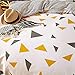 TIFFICO Duvet Cover Set Queen Size - 3 Pieces Geometric Triangle Stirp Microfiber Soft Lightweight Down Duvet Comforter Quilt Bedding Covers with Zip Ties - 90x90 inch for Women Men,Yellow Navy