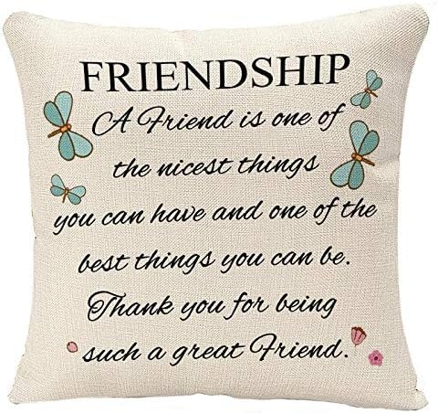 ZFENGYYUAN Cushion Cover Friendship Quotes A Friend is One of The Nicest Things To Friends,Throw Pillow Case Home Decorative for Living Room Bedroom Sofa Chair 18X18 Inch Pillowcase LINEN one side