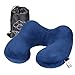 Hawkko Inflatable Travel Pillow, Head/Chin/Neck Support, Velvet Super Soft Neck Pillow, Lightweight/Compact/Portable, Navy