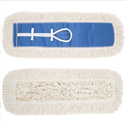 6 Pack 24'' Industrial Strength Cotton Dust Mop Head Refill Thick Tufted Replacement Head for Home, Industrial and Commercial Use Fits Standard Size Mop Frame Perfect for Hardwood, Laminate, Concrete