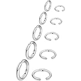 NEWITIN 10 Pieces Gold Clip On Earrings for Men Stainless Steel Hoop Earring Non Piercing Fake Earring Unisex Clip on Hoop Earrings for Women Men