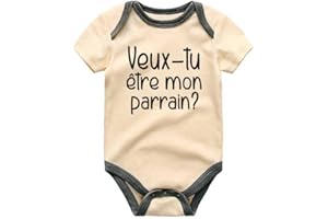 KiddiePro Veux-tu être mon parrain Romper Baptême Will you be my Godfather Baby Shirt French Godparents Baby Gift Unisex Infa