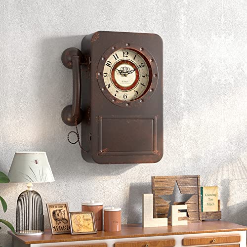 Abdurey Retro Old Telephone Wall Clock with Hidden Safe, Battery