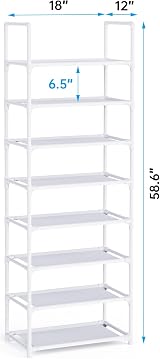 esonstyle 8 Tier Shoe Rack Tall Narrow 16-20 Pairs Space Saver Organiser view 3
