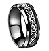 Tanyoyo 8mm Black Stainless Steel Ring Silver Celtic Dragon Wedding Band Size 7-14