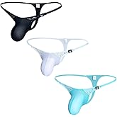 Gogobear Mens Colorblocked Lace G-String Thong Sexy Low Rise Bulge Pouch Bikini Briefs Underwear