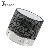Janboo Mini Wireless Bluetooth Speaker with LED Colorful Light Enhanced Bass FM Audio with Built-in Mic Support USB/SD/TF, Aux-in for iPhone iPad PC Smart Phone