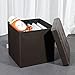 B FSOBEIIALEO Storage Ottoman Small Cube Foot Rest Seat Faux Leather, Brown 12.6