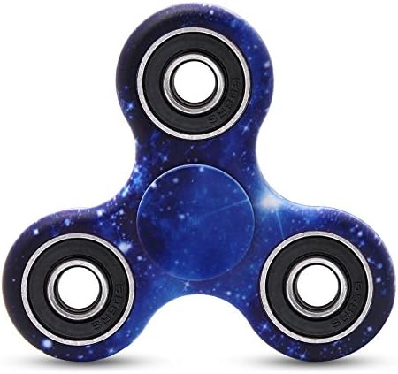 Tri Fidget Hand Spinner, Ultra Fast Bearings, Finger Toy, Great Gift (Blue Galaxy)