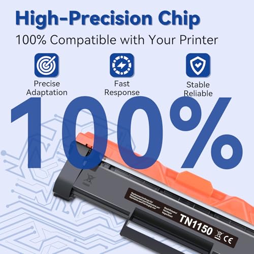 Lemero TN1150 Toner Compatible with Brother HL-L1240W DCP-L1640W DCP-L1660W - Replacement for TN-1150 Black with Chip - 2 x 1000 Pages (2000 Total) Pack of 2