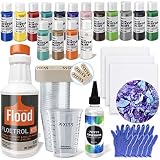 Acrylic Paint Pouring Kit - Floetrol Pouring Medium for Acrylic Paints, Cups, 16x 2-Ounce Acrylic Paints, 3x Canvases, Pixiss Acrylic Pouring Oil, Mixing Sticks, Gloves, Complete Paint Pouring Kit