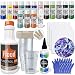 Acrylic Paint Pouring Kit - Floetrol Pouring Medium for Acrylic Paints, Cups, 16x 2-Ounce Acrylic Paints, 3x Canvases, Pixiss Acrylic Pouring Oil, Mixing Sticks, Gloves, Complete Paint Pouring Kit
