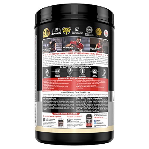 Six Star Whey Isolate Plus Protein Powder, 100% Whey Protein Isolate,Vanilla Cream,1.5 Pounds