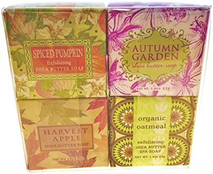 Earth Essence Soap Sampler - Gift Boxed Set of 4 Assorted Scents (Harvest Apple, Spiced Pumpkin, Autumn Garden and Organic Oatmeal)