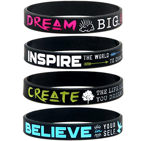(12-pack) "Dream, Believe, Inspire, & Create" Silicone 