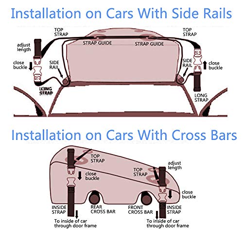 Car Top Carrier 17 cubic Bag with 8 Reinfored Straps 100% Waterproof,Car Top Carriers for Vehicles with Racks - Car Roof Storage Car Carrier - Roof Bag includes Heavy Duty Straps - Fits All Roof Racks - Thumbnail 2