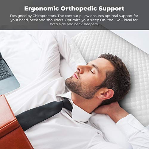 Red Suricata 2 Travel Contour Pillows & Double Pillowcase Bundle – Compact Therapeutic Memory Foam Travel Pillow - Bamboo Cover – 3 Firmness Levels - Connect 2 for Full Size Pillow (Regular)