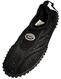 Women's Easy USA Wave Water Shoes Pool Beach Aqua Socks, Yoga , Exercise , Dance (10, Black/Black 1185L)