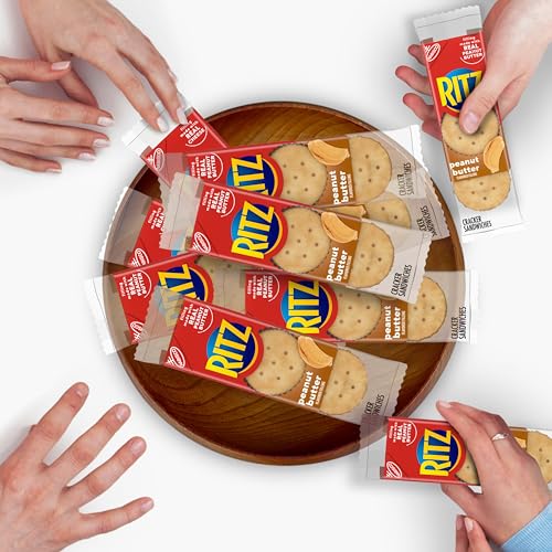 RITZ PEANUT BUTTER SANDWICH CRACKERS, LUNCH SNACKS, 48 SNACK PACKS (6 BOXES, 6 CRACKERS PER PACK)