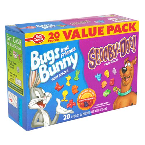 Fruit Shapes Fruit Flavored Snacks, Scooby Doo & Looney Tunes, 20Count
