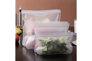 8pcs Reusable Silicone Food Storage Bags, Self-Sealing Square Bags for Fruits, Vegetables, Meats & Sandwiches, Fridge & Kitch