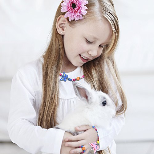 SMITCO Kids Costume Jewelry Set for Little Girls and Toddlers - Wooden, Beaded Toy Necklace, Bracelet and Ring for Play Pretend or Dress Up - Non-Toxic and Safe for Children Ages 3 to 8