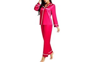 Lonxu Silk Satin Womens Pajama Sets Button Down Sleepwear Loungewear XS~3XL