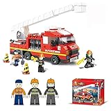 Lightahead DIY Building Blocks Set Fireman with Fire Truck & Fire fighters, Fire Engine Construction Kit Toy Set for Kids (270 Pc)