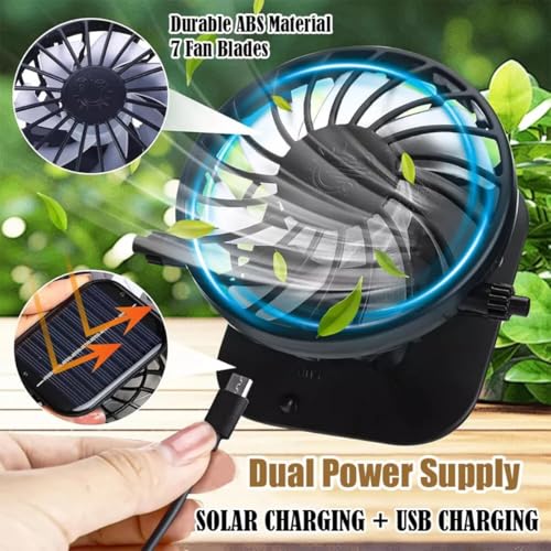 Solar Fan Sun Hat Wide Brim Hat Outdoor Wide Brim Sun Hat with 2 Solar Fan Fishing Hat, Hat UPF 50+, Removable & USB Charging