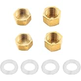 YHXiXi 4pcs Brass Pipe Caps with Rubber Washers 3/8 inch NPT Female Pipe Plugs Hex Threaded Head Cap Male End Cap Gas Line Caps Plumbing Pipe Fittings Thickened and Regular Models