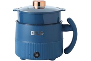 AKOSCO Electric Hot Pot, Mini Ramen Cooker, 1.5L Noodles Pot, Hot Pot Electric, Mini Pot for Steak, Egg, Fried Rice, Ramen, Soup, Porridge, Oatmeal, Portable Cooking Pot with Power Adjustment