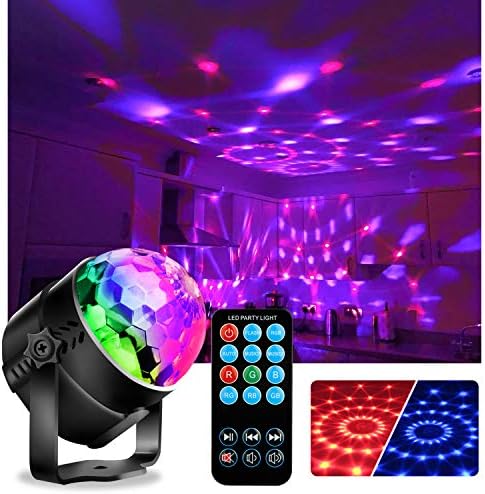 Teefo Disco Ball Disco Lights,Sound Activated Party Lights Storbe Light with Remote Control Dj Lighting,Portable Led 3W RGB Stage Par Light for Home Room Dance Parties Decoration