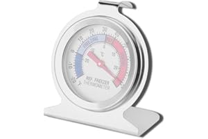 Refrigerator Thermometer, Classic Fridge Analog Thermometer Large Dial with Red Indicator Thermometer for Freezer Refrigerato