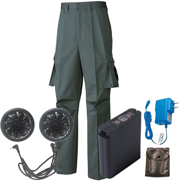 Amazon Co Jp 空調服 空調ズボンセット Kuズボン Fan20黒ファン Li Ultra リチウムバッテリー 服 ファッション小物