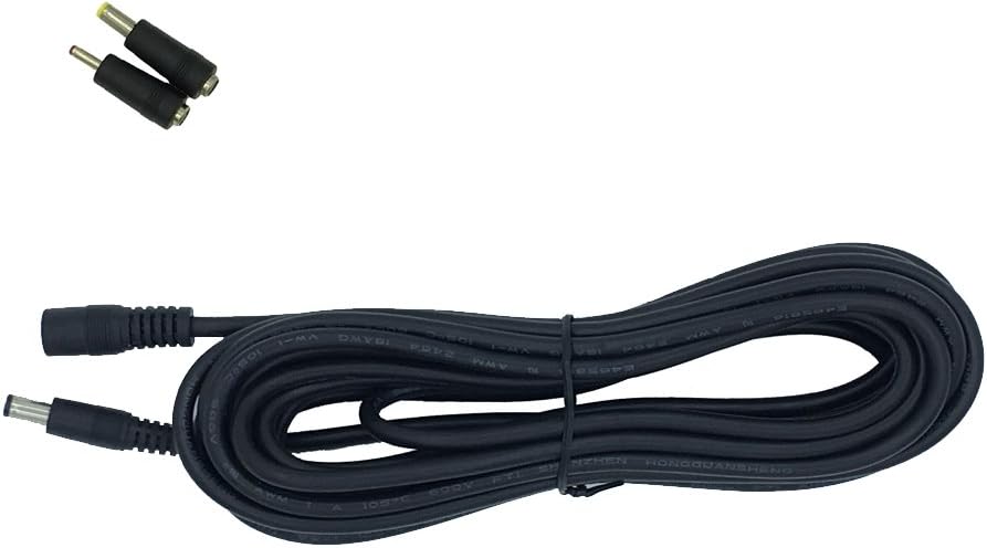 Qutaway  DC  Extension Cable  Male  to Female Plug Extension Cord 2.1mm*5.5mm Connector Power Adapter(Black,12V 5A With 2 replacement connectors) (5M)
