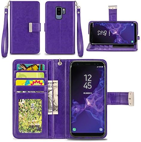 Samsung Galaxy S9 Plus Case - IZENGATE [Classic Series] Wallet Cover PU Leather Flip Folio with Stand (Purple)