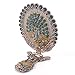 Nerien Vintage Hand Mirror, Vanity Makeup Mirror, Travel Foldable Peacock Antique Handheld Mirror, Portable Adjustable Embossed Handle Mirror, Decorative Oval Metal Beauty Cosmetic Mirror, Copper-3