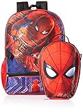 Marvel Boys' Spiderman Backpack with Shaped Lunch, Red