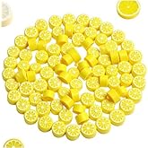 200Pcs Yellow Lemon Polymer Clay Beads,10mm Fruit Charm Spacer Beads for Jewelry Making,Necklace, Earring and Bracelet DIY Craft Supplies,Flat Bead, Summer Jewelry Kits and Fruit Theme Accessories