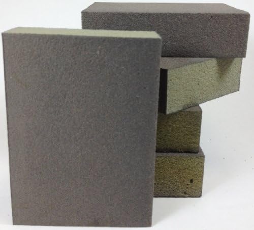 4 Sided Sanding Block, Pack of 5 Foam Blocks, Sponge Pad, Hand Sanding Tool (180 Grit Super Fine)
