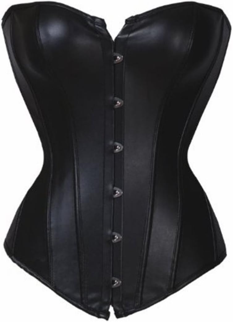 Aimerfeel Free UK delivery Stunning Ladies Leather Look Black Corset, Size 4-24