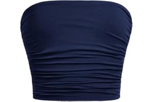Floerns Girl's Basic Sleeveless Bandeau Kids Strapless Ruched Tube Tops