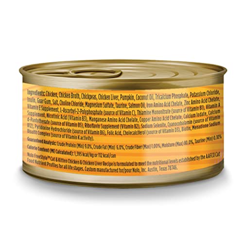 NULO FREESTYLE CAT & KITTEN WET PATE CANNED CAT FOOD, PREMIUM ALL NATURAL GRAIN-FREE, WITH 5 HIGH ANIMAL-BASED PROTEINS AND VITAMINS TO SUPPORT A HEALTHY IMMUNE SYSTEM AND LIFESTYLE